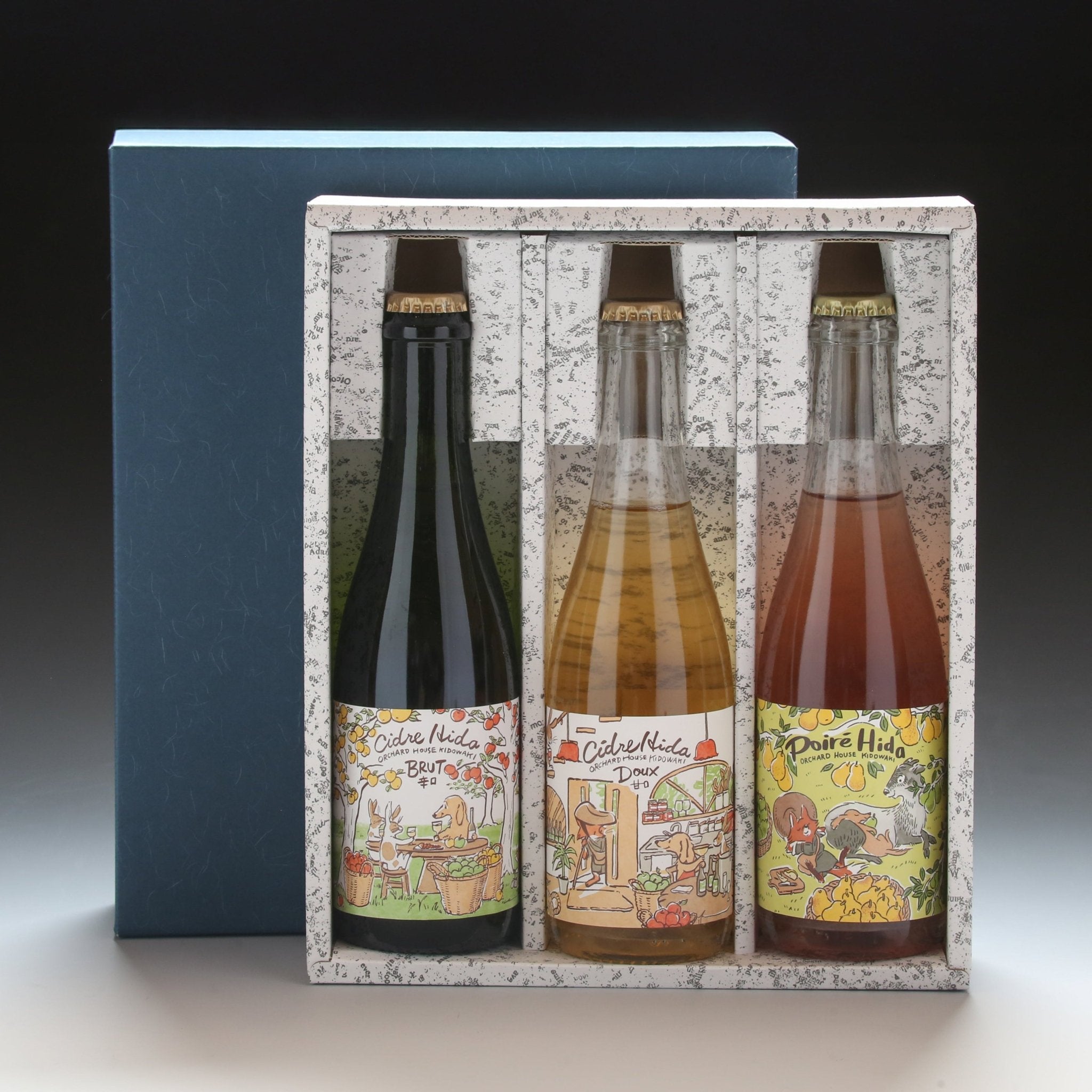 Cidre・Poiré Hida(シードル・ポワレ飛騨) 375ml・ハーフボトル 3本セット - 木戸脇果樹園 オーチャードハウス