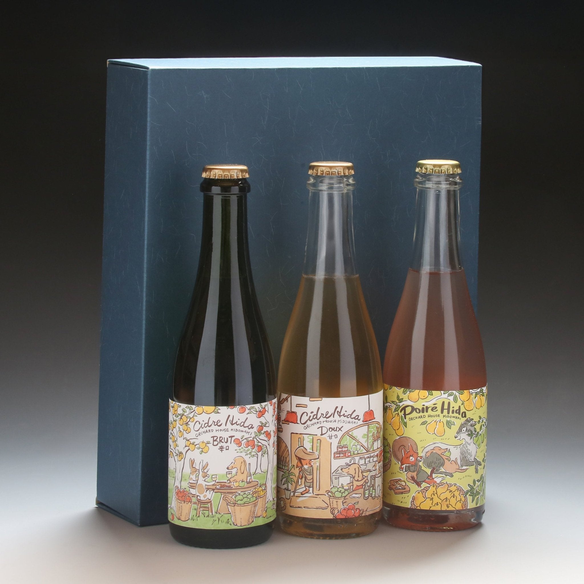 Cidre・Poiré Hida（シードル・ポワレ飛騨）　375ml・ハーフボトル 3本セット - 木戸脇果樹園　オーチャードハウス